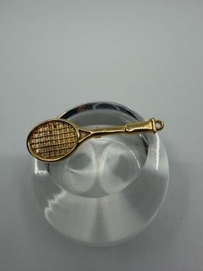 Gold Tennis Racket brooch pin